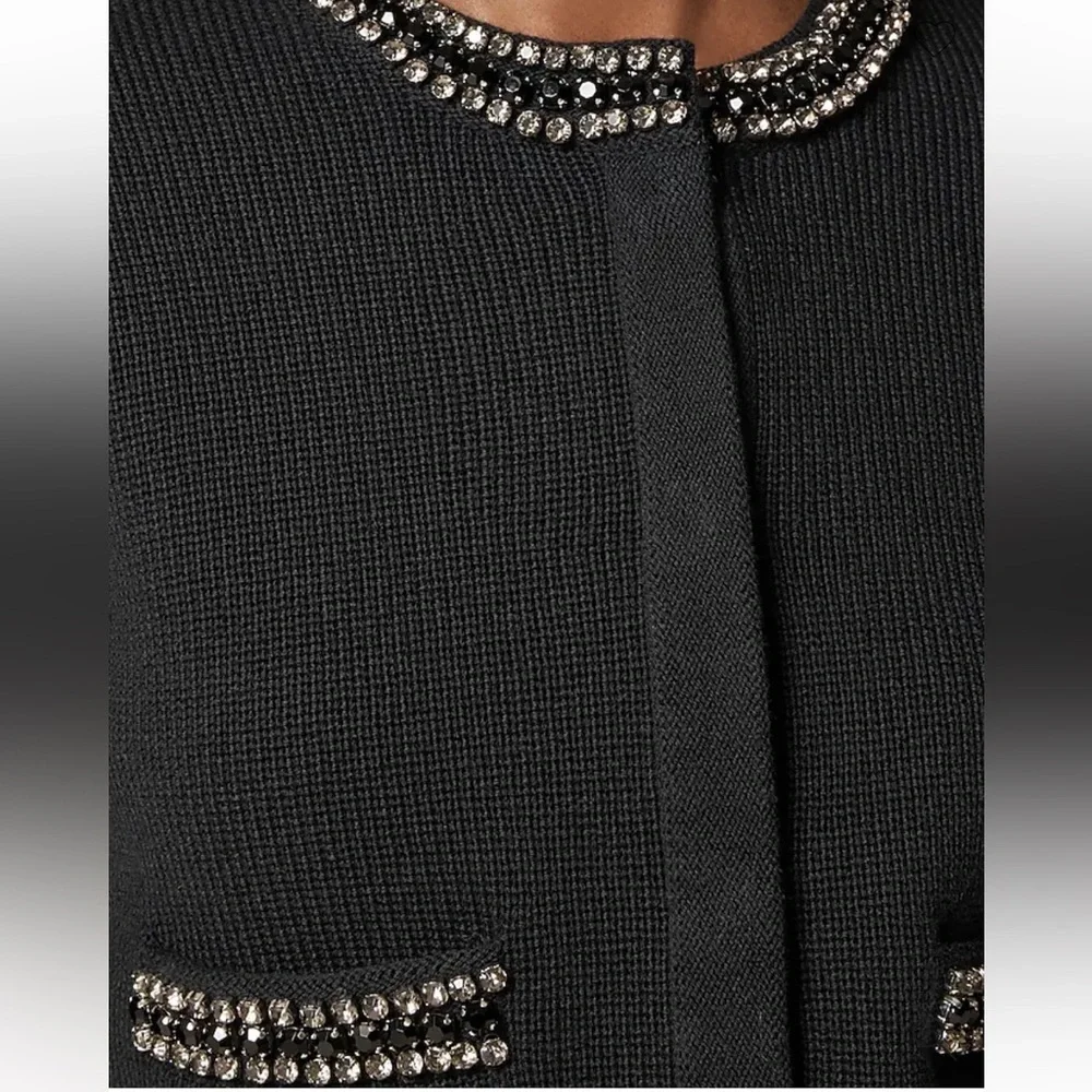 NEW J.Crew New relaxed Emilie sweater lady jacket with jewel trim Size XS Black